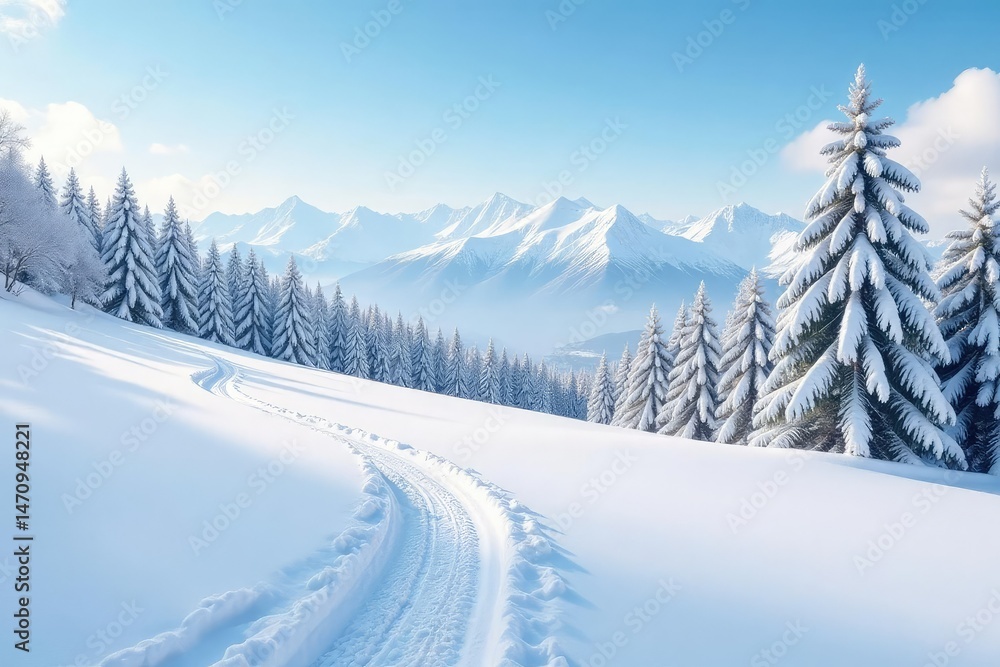 Crisp white snow scene, untouched pristine landscape, snow, season Crisp white snow scene, untouched pristine landscape, snow, season