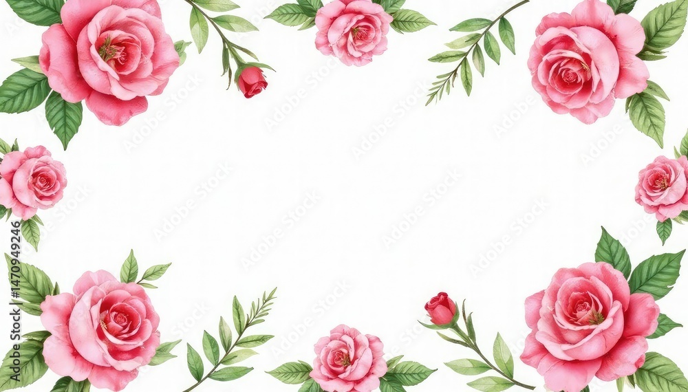 Delicate watercolor roses & leaves, repeating pattern, repeat, flowers Delicate watercolor roses & leaves, repeating pattern, repeat, flowers