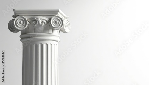 Elegant Roman column detail against pristine white backdrop  facade  historical