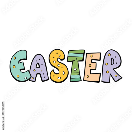 Charming hand-drawn text for an Easter card, featuring playful lettering with festive touches like eggs, bunnies, and spring flowers to brighten any greeting.
