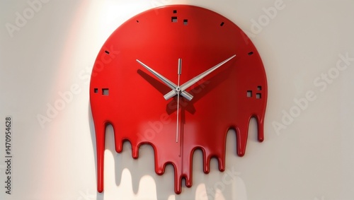 Unique Dripping Red Wall Clock with Modern Design