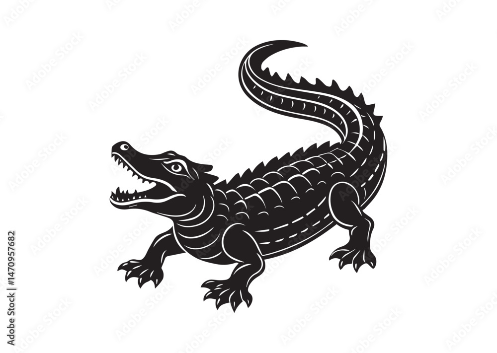 Naklejka premium Alligator Silhouette Vector