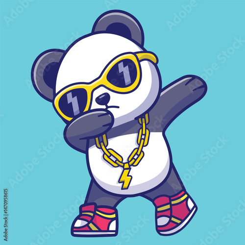 Cute Cool Panda Vector Illustration