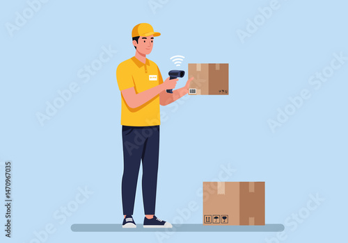Delivery Service Employee Scan Box with Wireless Barcode Reader