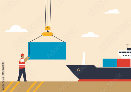 Container Loading Operation Cargo Ship Transportation Export Import
