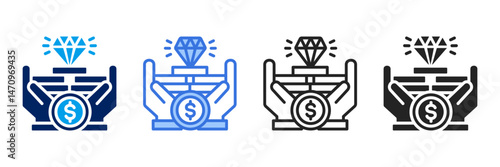 Net Worth  Icon Set Different Style Collection 