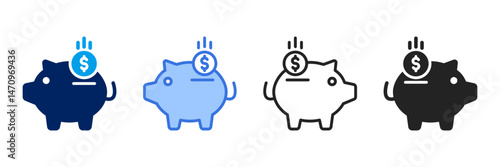 Piggy Bank  Icon Set Different Style Collection 