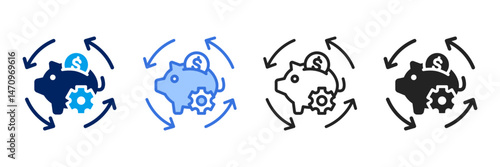 Automatic Savings  Icon Set Different Style Collection 