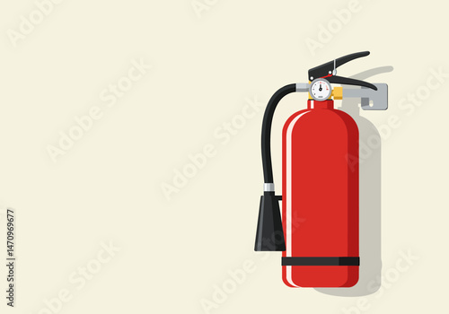 Red Fire Extinguisher Mounted on Wall Safety Illustration