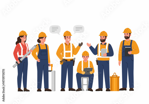 Diverse Construction Team Discussing Plans on Site Together