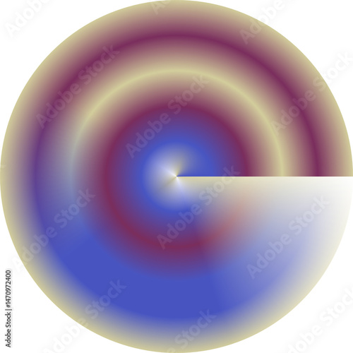 A circular gradient with a vibrant blue center radiating outwards to shades of purple, pale yellow, and white. 17.