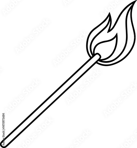 matchstick outline vector illustration, line art
