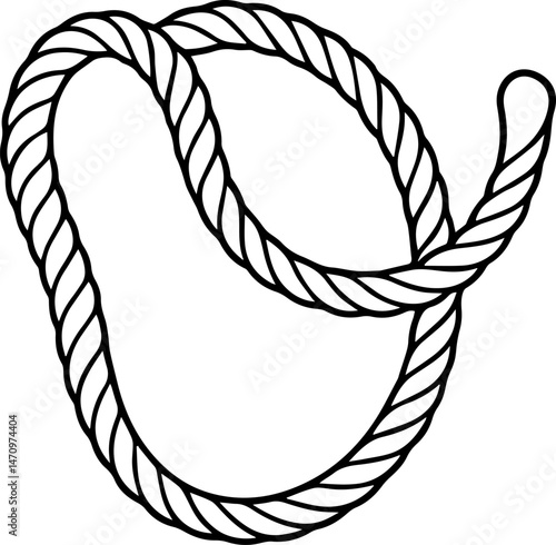 Rope outline vector illustration, line art