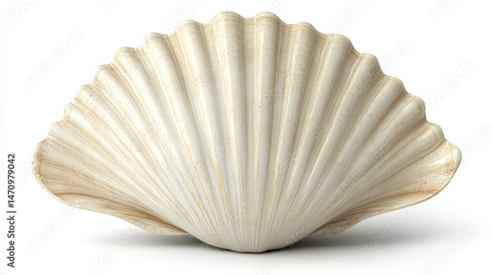 Giant natural cream colored empty shell isolated on white. Giant natural cream colored empty shell isolated on white.