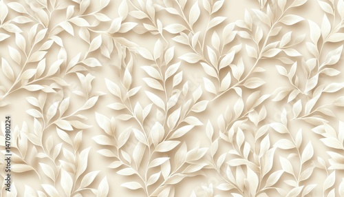 Fototapeta Naklejka Na Ścianę i Meble -  Beige leaves pattern