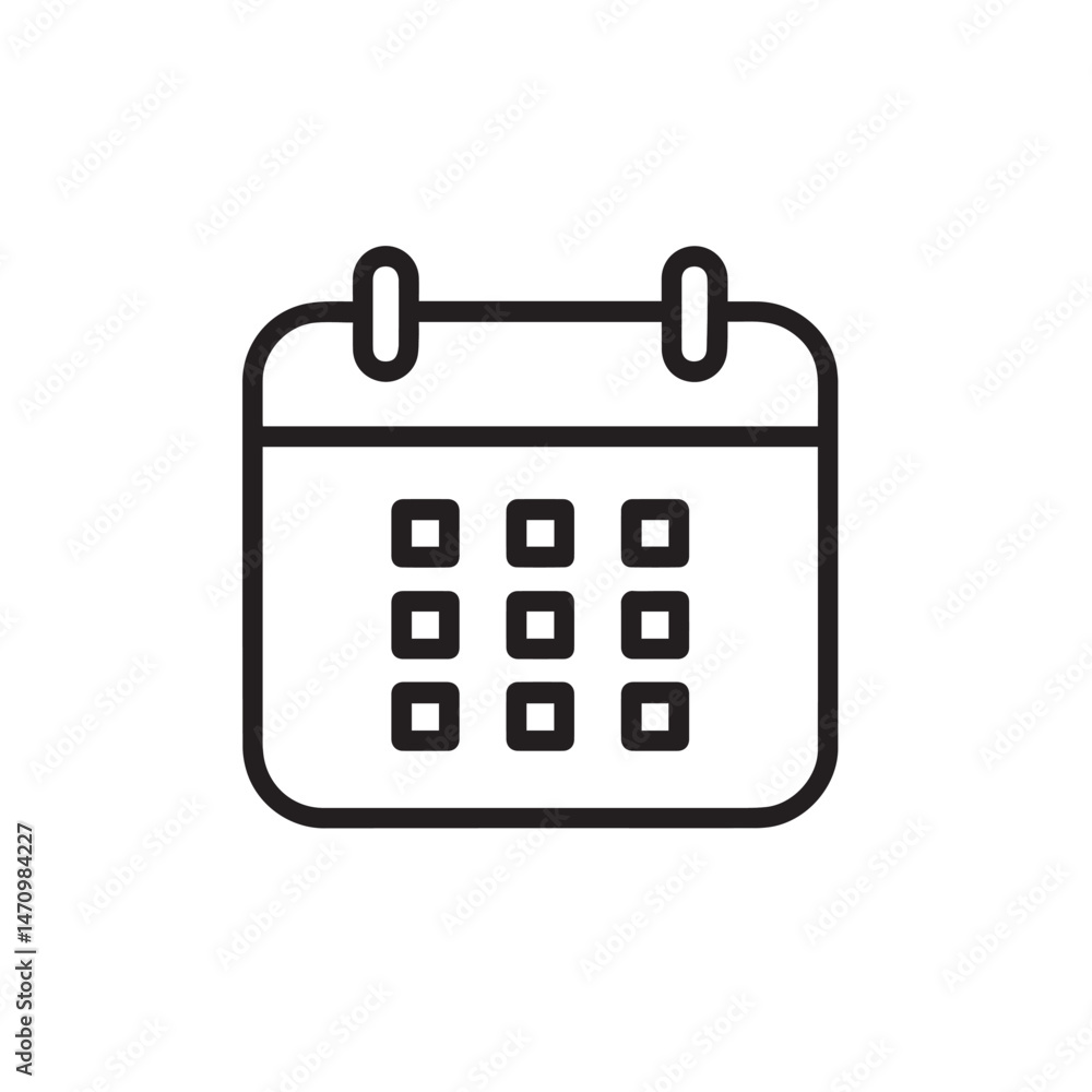 Calendar Outline Icon Vector on White Background Calendar Outline Icon Vector on White Background