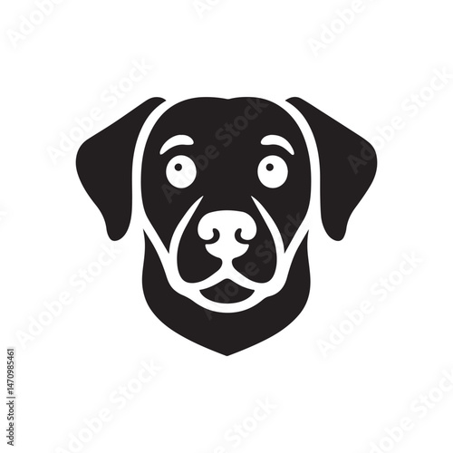 Cute, surprised black Labrador dog head graphic.