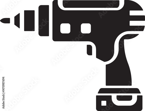 Electric drill machine icon for wall drilling - used for construction and masonry work.