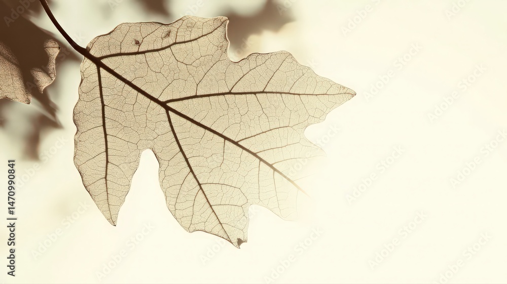custom made wallpaper toronto digitalTranslucent Beige Leaf Detail Against Soft Light Background