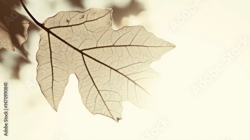 Wallpaper Mural Translucent Beige Leaf Detail Against Soft Light Background Torontodigital.ca