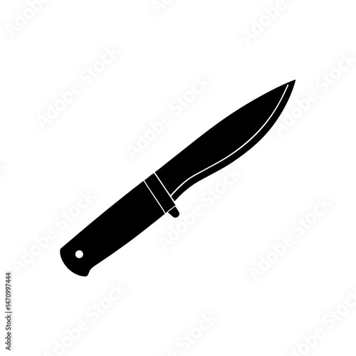 camp knife with sheath silhouette on white 