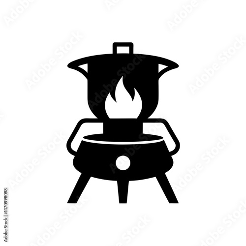 camp stove silhouette on white background  .svg