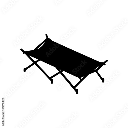 camping cot silhouette on white background 
