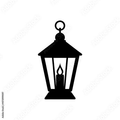 candle lantern silhouette on white background  