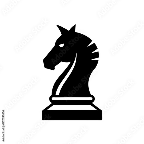 chess knight silhouette on white background  