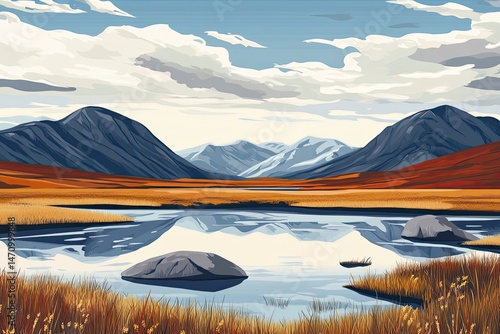 Wallpaper Mural Flat design of arctic tundra landscape background vector illustration Torontodigital.ca