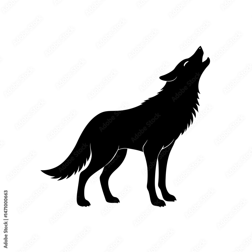 coyote howling silhouette on white background coyote howling silhouette on white background