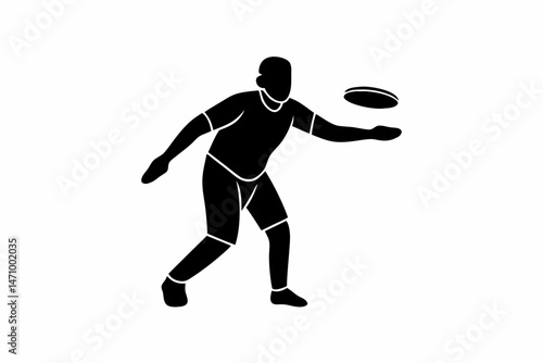Man Throwing Frisbee silhouette vector illustration
