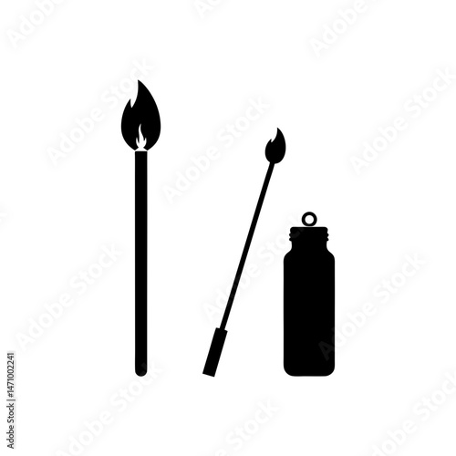 firestarter rod and striker silhouette on white 