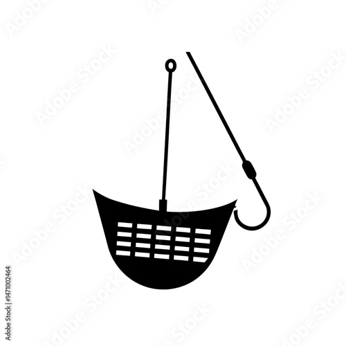 fishing creel silhouette on white background  