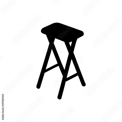 foldable stool silhouette on white background 