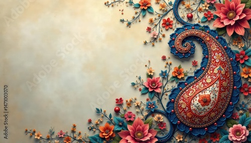 Wallpaper Mural Classic paisley motif on soft surface Muted tones , surface, muted paisley, paisley pattern Torontodigital.ca