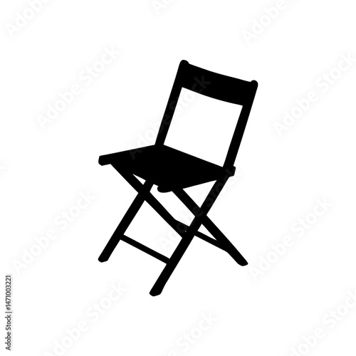 folding chair silhouette on white background  