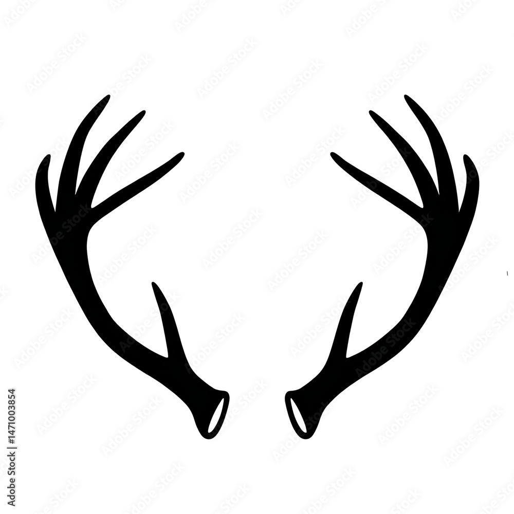 Silhouette of Deer Antlers on White Background. Showcasing the silhouette of a deer's antlers, perfect for design concepts. Simple, clean and elegant Silhouette of Deer Antlers on White Background. Showcasing the silhouette of a deer's antlers, perfect for design concepts. Simple, clean and elegant