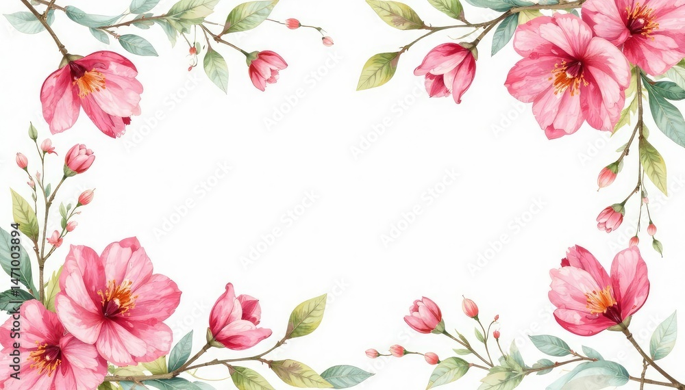 Fototapeta premium Delicate watercolor floral pattern, perfect for spring , art, card, floral