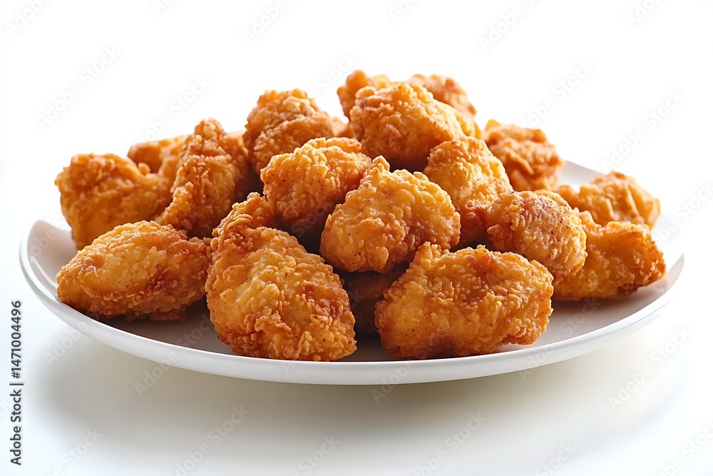 Deliciously golden fried chicken with crunchy coating and fresh garnishing high resolution images Deliciously golden fried chicken with crunchy coating and fresh garnishing high resolution images