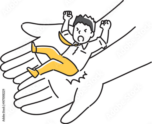 落ちてくる男性を受け止める