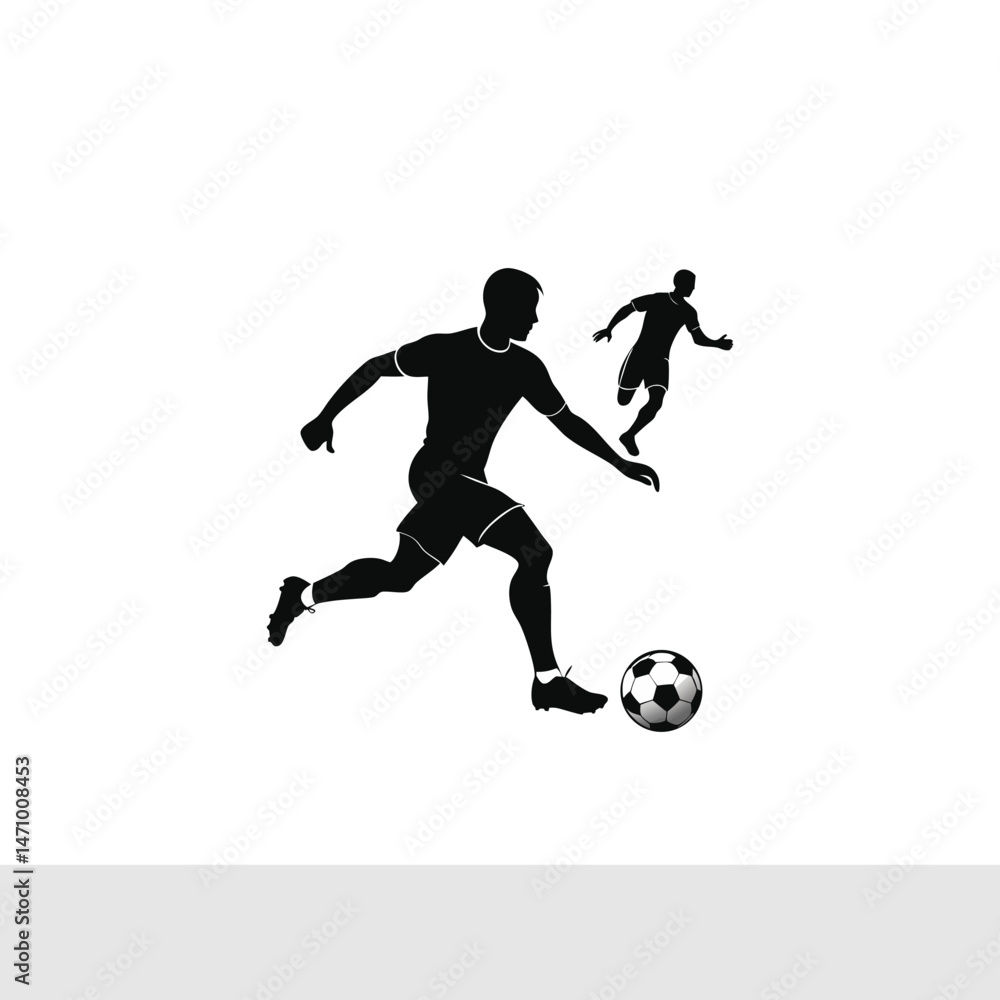 Obraz premium Dynamic Soccer Players Silhouette Illustration