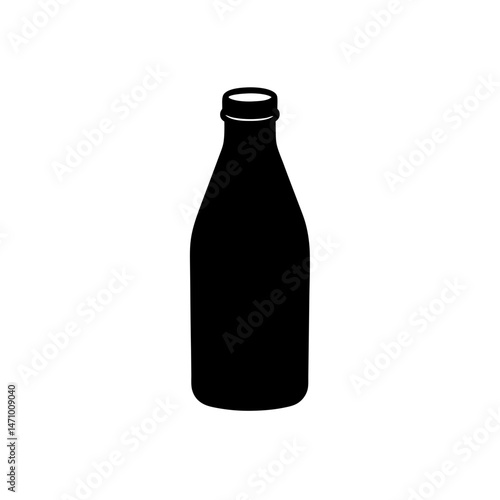 milk bottle silhouette on white background 