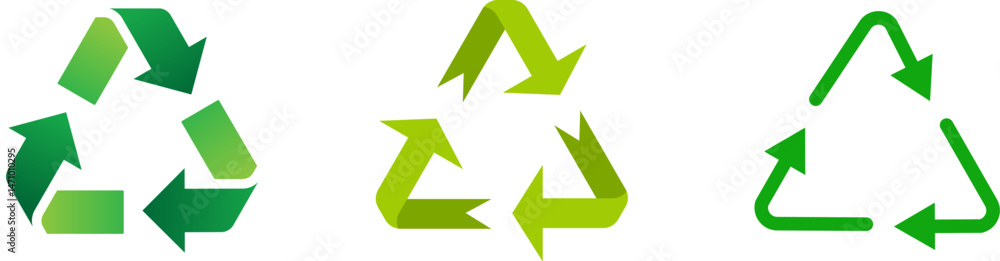 Set of recycle icon. Green recycle for eco and waste management. Recycle arrows flat icon Set of recycle icon. Green recycle for eco and waste management. Recycle arrows flat icon