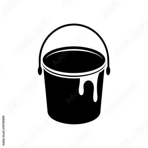 paint bucket dripping silhouette on white 