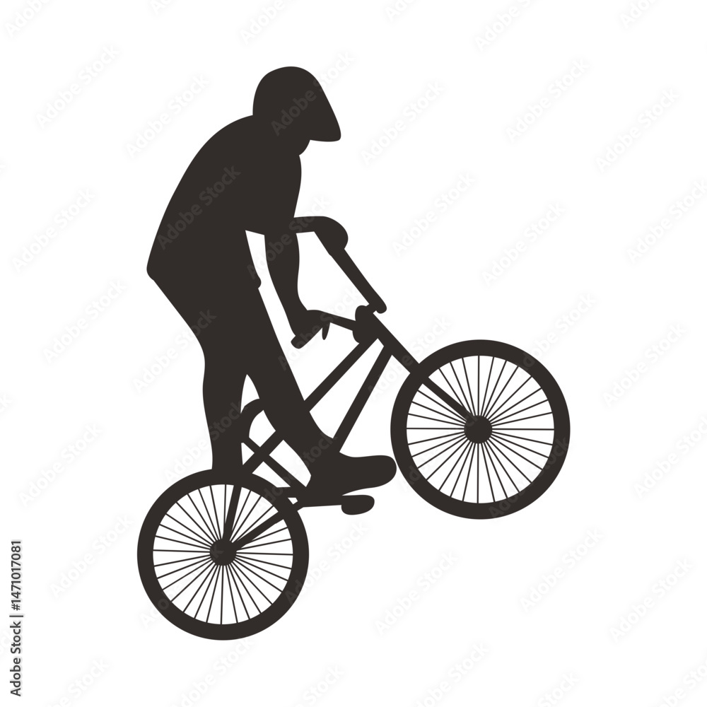 Fototapeta premium Silhouette of Freestyle Bmx Bike Player. Vector Illustration