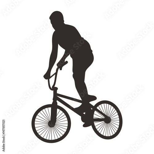 Silhouette of Freestyle Bmx Bike Player. Vector Illustration
