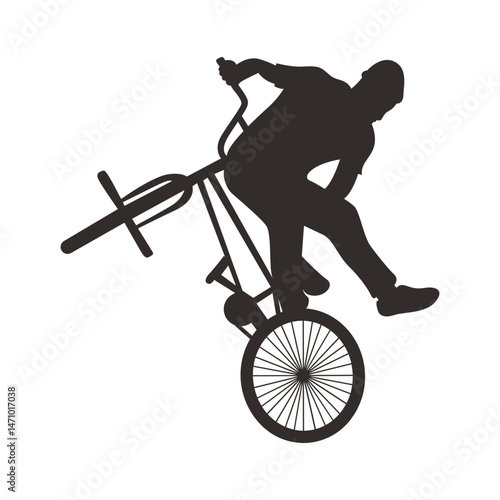 Silhouette of Freestyle Bmx Bike Player. Vector Illustration