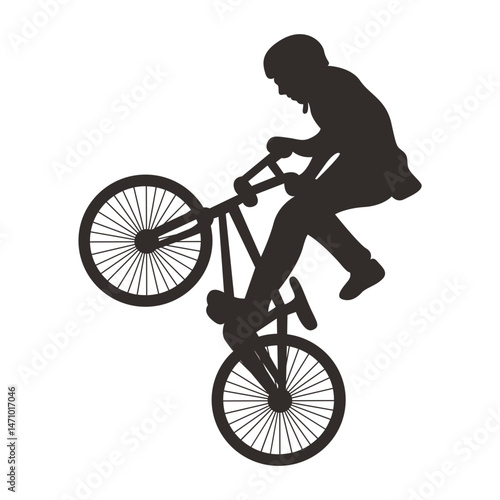 Silhouette of Freestyle Bmx Bike Player. Vector Illustration
