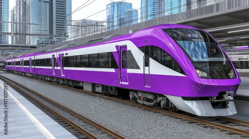 Purple train at city station